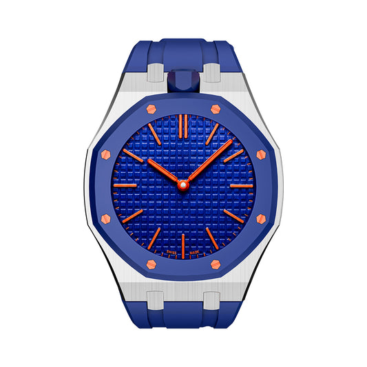 Oak Pop Dark Blue Steel Silicone Strap