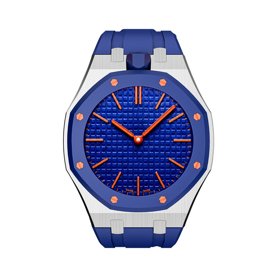Oak Pop Dark Blue Steel Silicone Strap