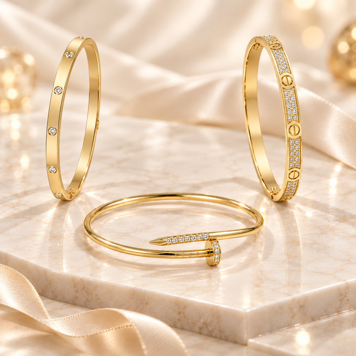 [Lora] JUSTE Diamond & LOVE Diamond Bracelet Stack Set