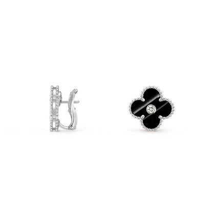 [Lora]CLOVER SILVER 15MM MOP DIAMOND EARRINGS COLLECTION