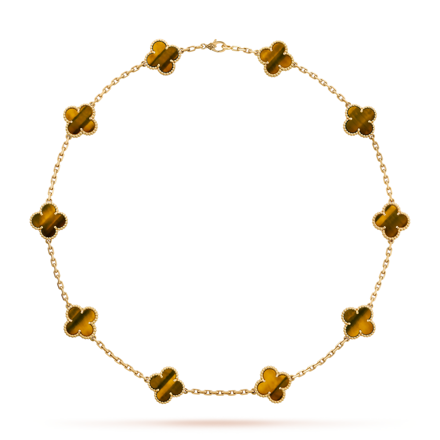 [LORA]CLOVER 10 MOTIFS TIGER EYE NECKLACE