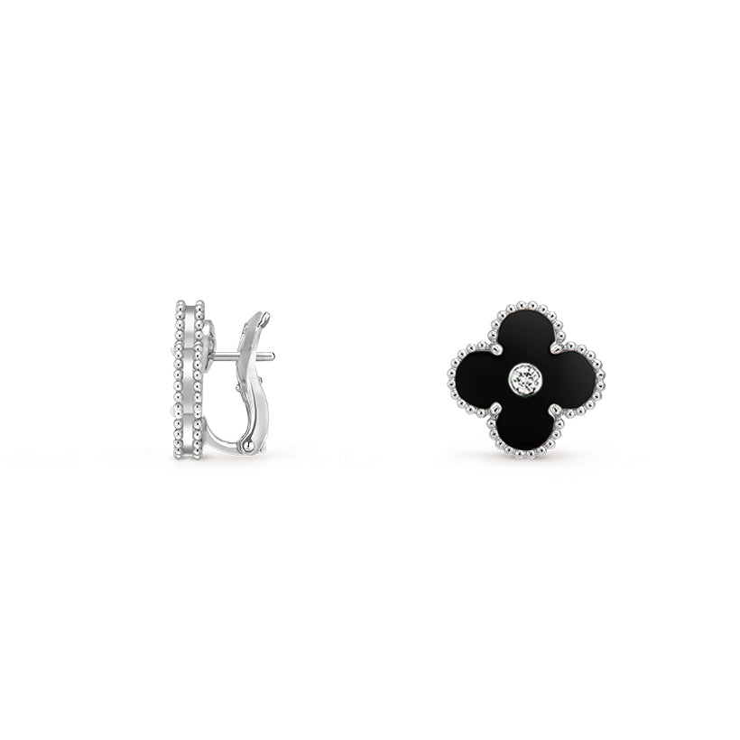 [Lora]CLOVER SILVER 15MM MOP DIAMOND EARRINGS COLLECTION