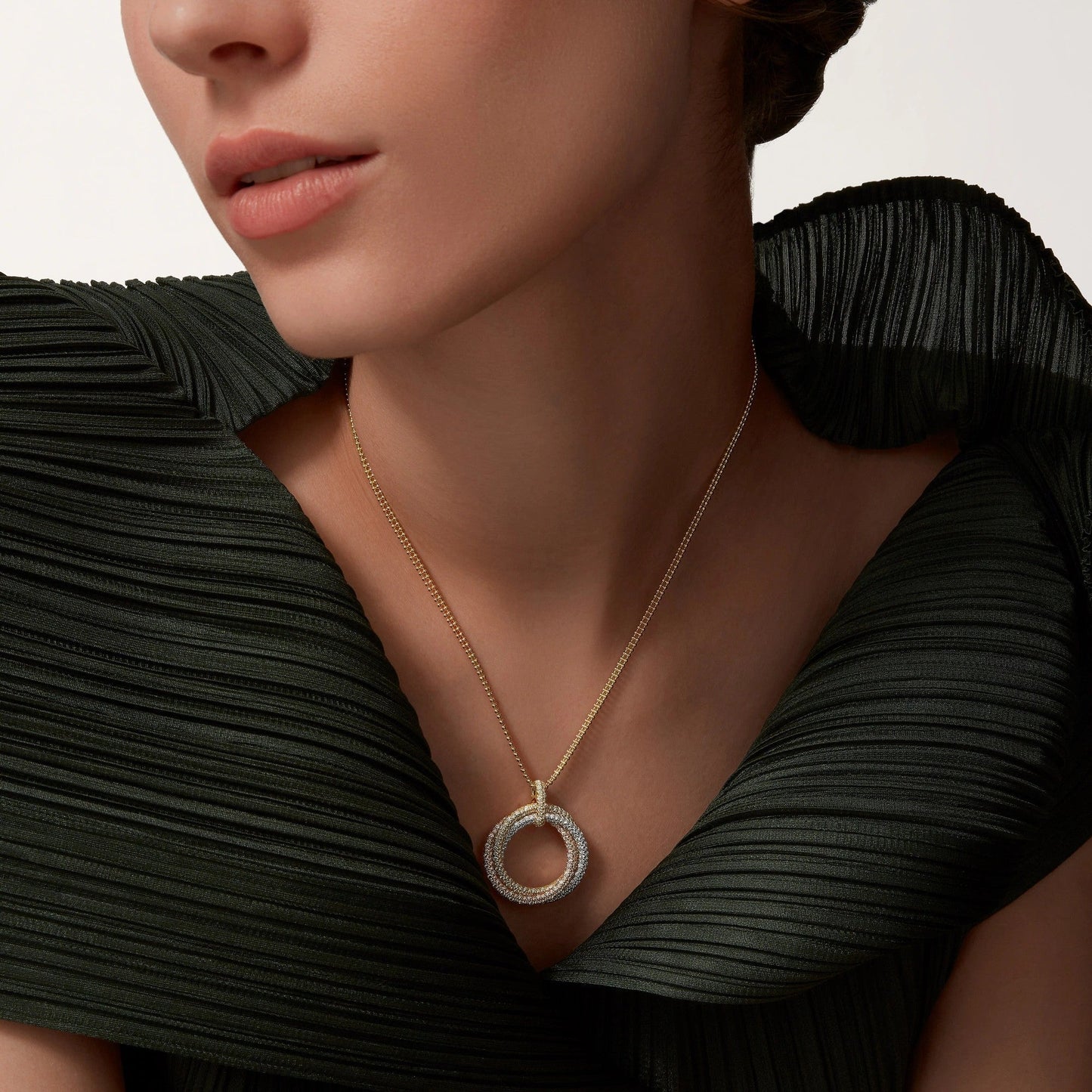 [LORA] TRINITY LARGE FULL DIAMOND  NECKLACE