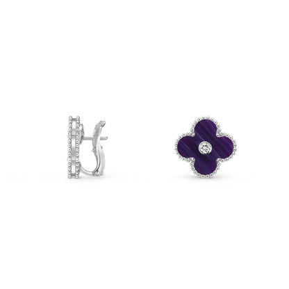 [Lora]CLOVER SILVER 15MM MOP DIAMOND EARRINGS COLLECTION