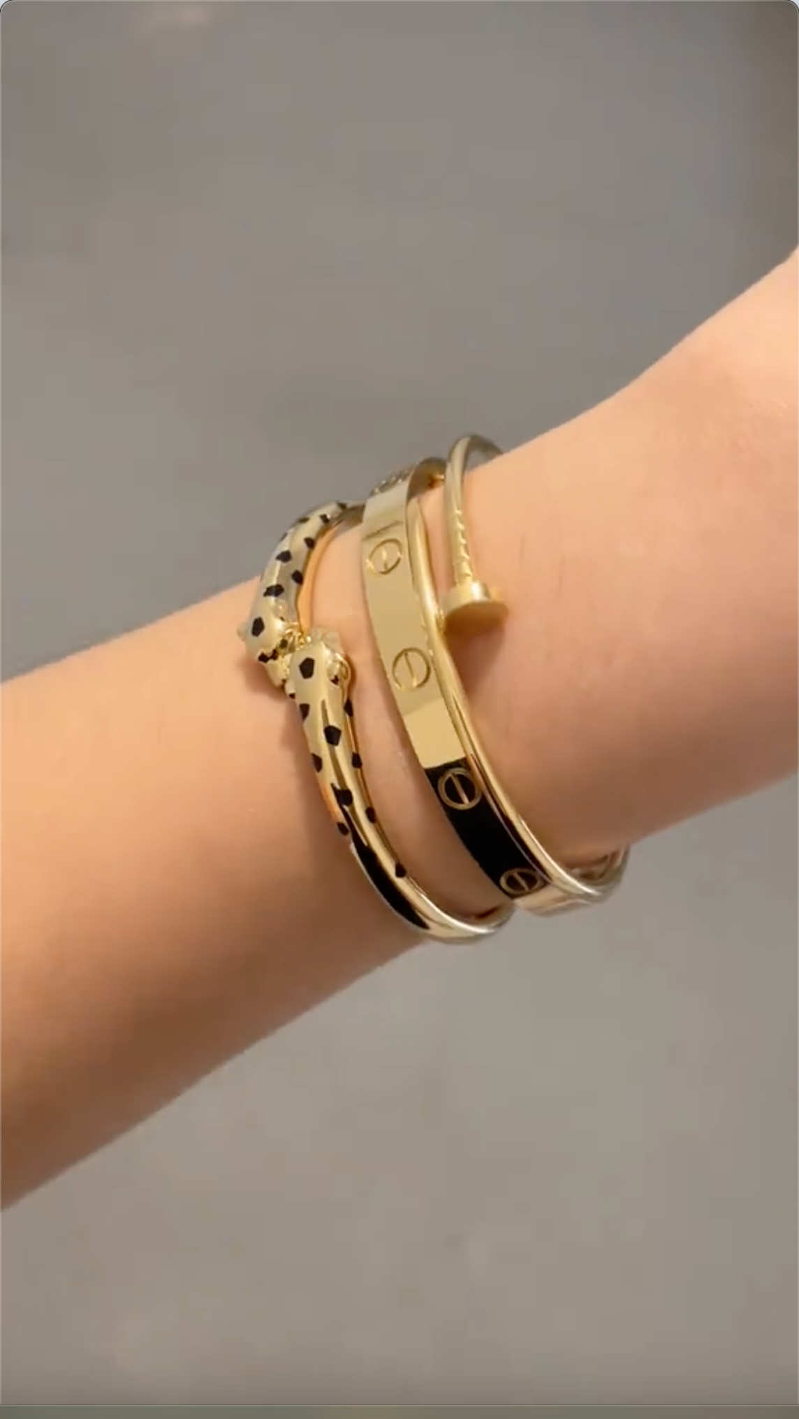 [Lora] Panthère & LOVE  & JUSTE  Diamond Bracelet Stack Set
