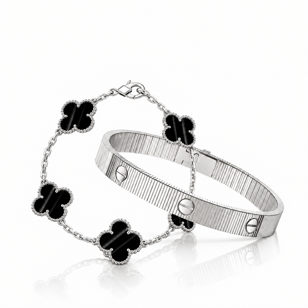 [Lora] Clover 5-Motif & LOVE Unlimited Bracelet Set