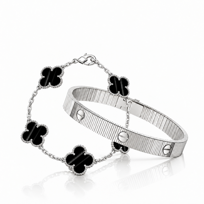 [Lora] Clover 5-Motif & LOVE Unlimited Bracelet Set