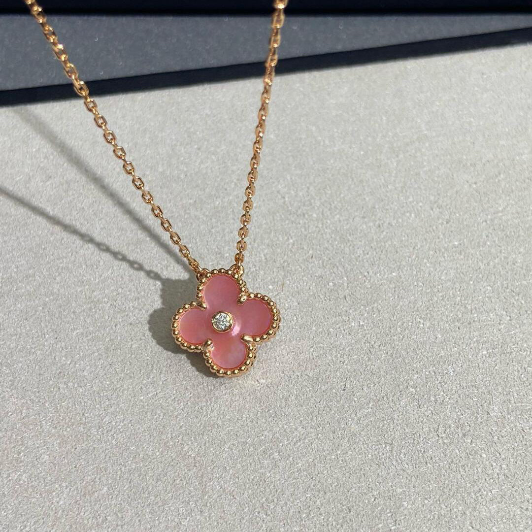 [LORA]CLOVER 15MM DIAMOND PINK MOP NECKLACE