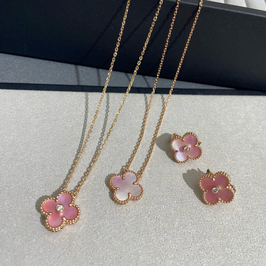 [LORA]CLOVER 15MM DIAMOND PINK MOP NECKLACE