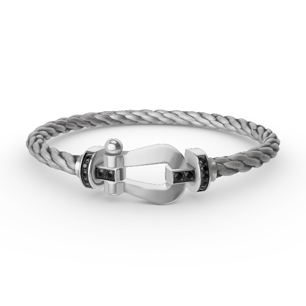 [LORA]FORCE LARGE HORSESHOE BLACK DIAMOND BRACELET SILVER