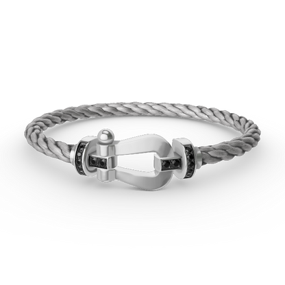 [LORA]FORCE LARGE HORSESHOE BLACK DIAMOND BRACELET SILVER