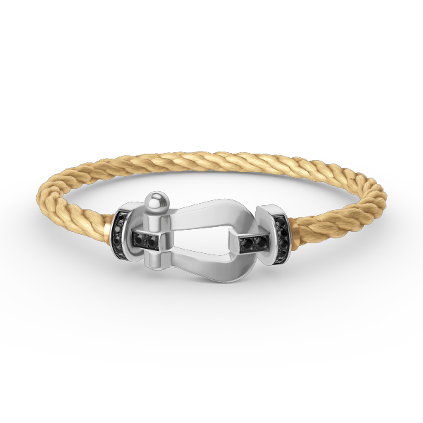 [LORA]FORCE LARGE HORSESHOE BLACK DIAMOND BRACELET SILVER
