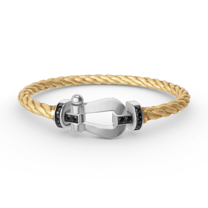 [LORA]FORCE LARGE HORSESHOE BLACK DIAMOND BRACELET SILVER