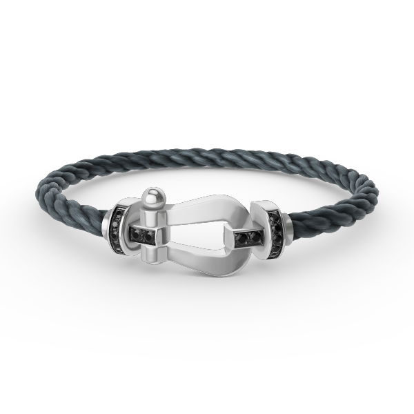 [LORA]FORCE LARGE HORSESHOE BLACK DIAMOND BRACELET SILVER