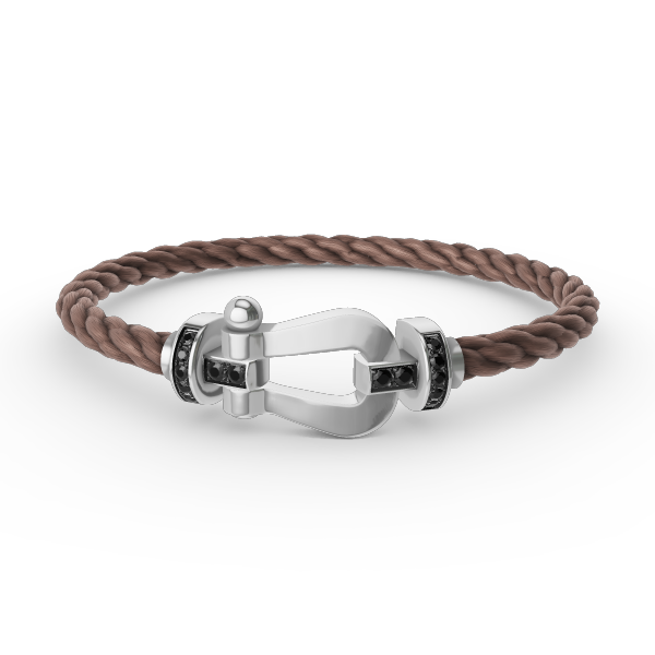 [LORA]FORCE LARGE HORSESHOE BLACK DIAMOND BRACELET SILVER