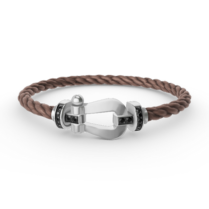[LORA]FORCE LARGE HORSESHOE BLACK DIAMOND BRACELET SILVER