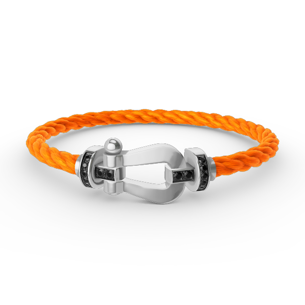 [LORA]FORCE LARGE HORSESHOE BLACK DIAMOND BRACELET SILVER