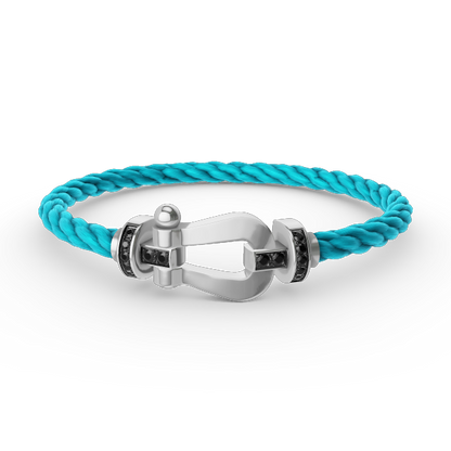 [LORA]FORCE LARGE HORSESHOE BLACK DIAMOND BRACELET SILVER