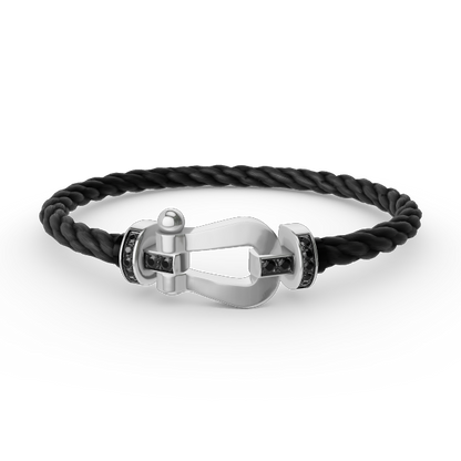 [LORA]FORCE LARGE HORSESHOE BLACK DIAMOND BRACELET SILVER