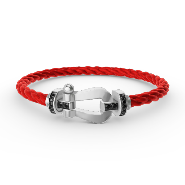 [LORA]FORCE LARGE HORSESHOE BLACK DIAMOND BRACELET SILVER