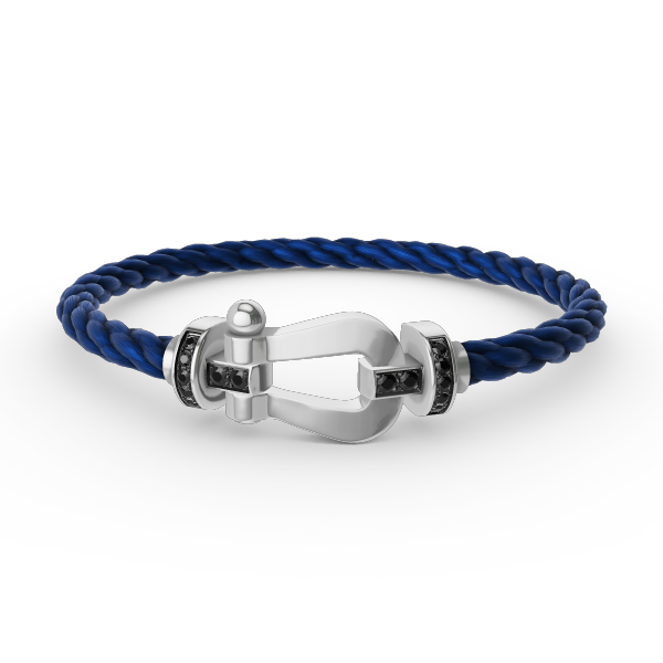 [LORA]FORCE LARGE HORSESHOE BLACK DIAMOND BRACELET SILVER