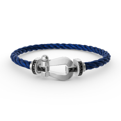 [LORA]FORCE LARGE HORSESHOE BLACK DIAMOND BRACELET SILVER