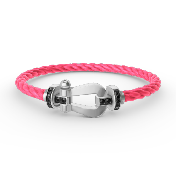 [LORA]FORCE LARGE HORSESHOE BLACK DIAMOND BRACELET SILVER