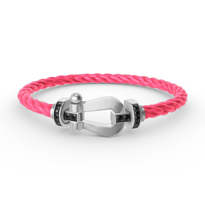 [LORA]FORCE LARGE HORSESHOE BLACK DIAMOND BRACELET SILVER