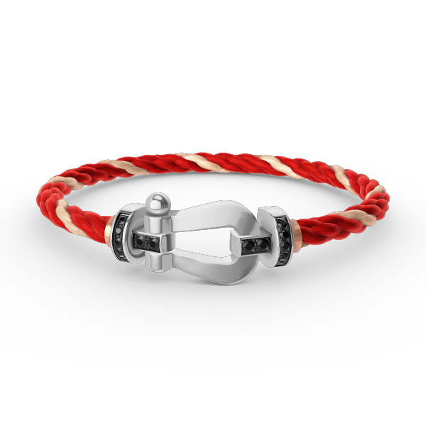 [LORA]FORCE LARGE HORSESHOE BLACK DIAMOND BRACELET SILVER