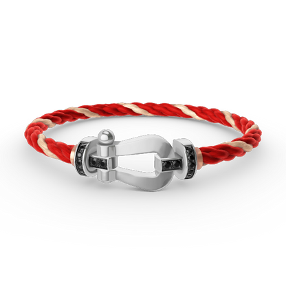 [LORA]FORCE LARGE HORSESHOE BLACK DIAMOND BRACELET SILVER