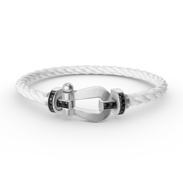 [LORA]FORCE LARGE HORSESHOE BLACK DIAMOND BRACELET SILVER
