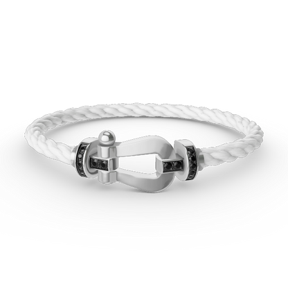 [LORA]FORCE LARGE HORSESHOE BLACK DIAMOND BRACELET SILVER