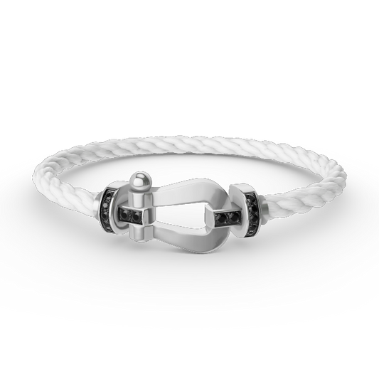 [LORA]FORCE LARGE HORSESHOE BLACK DIAMOND BRACELET SILVER
