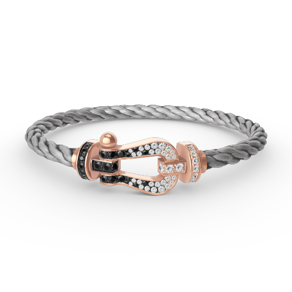 [LORA]FORCE LARGE HORSESHOE BLACK WHITE DIAMOND BRACELET ROSE GOLD