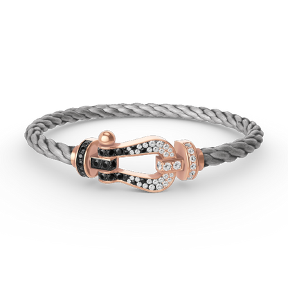 [LORA]FORCE LARGE HORSESHOE BLACK WHITE DIAMOND BRACELET ROSE GOLD