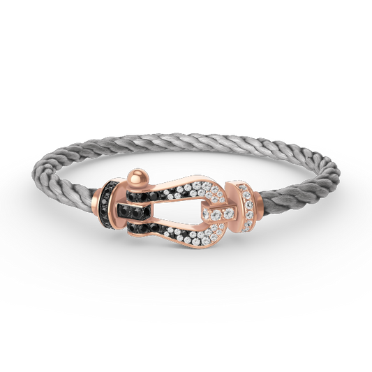 [LORA]FORCE LARGE HORSESHOE BLACK WHITE DIAMOND BRACELET ROSE GOLD
