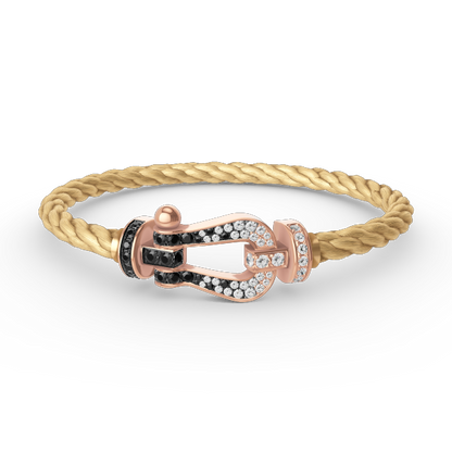 [LORA]FORCE LARGE HORSESHOE BLACK WHITE DIAMOND BRACELET ROSE GOLD