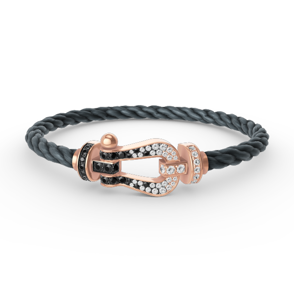 [LORA]FORCE LARGE HORSESHOE BLACK WHITE DIAMOND BRACELET ROSE GOLD