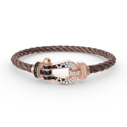 [LORA]FORCE LARGE HORSESHOE BLACK WHITE DIAMOND BRACELET ROSE GOLD