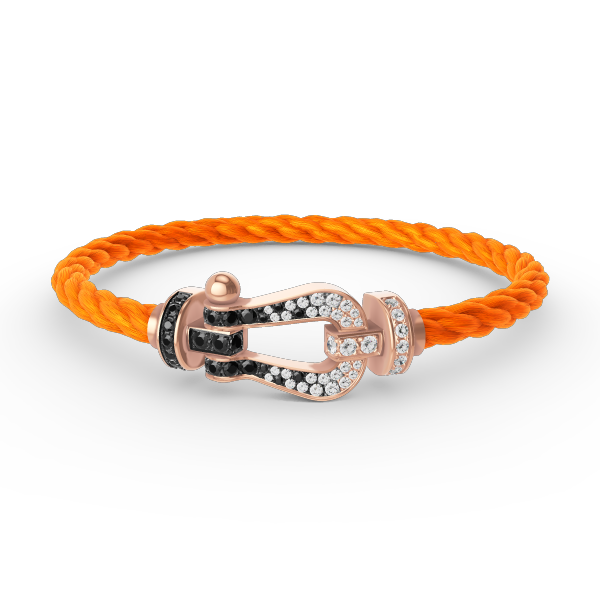 [LORA]FORCE LARGE HORSESHOE BLACK WHITE DIAMOND BRACELET ROSE GOLD