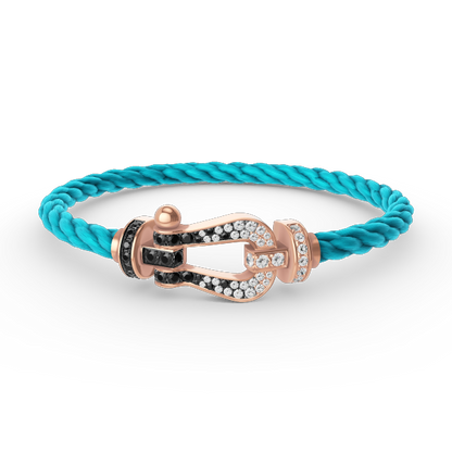 [LORA]FORCE LARGE HORSESHOE BLACK WHITE DIAMOND BRACELET ROSE GOLD