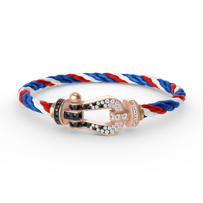 [LORA]FORCE LARGE HORSESHOE BLACK WHITE DIAMOND BRACELET ROSE GOLD