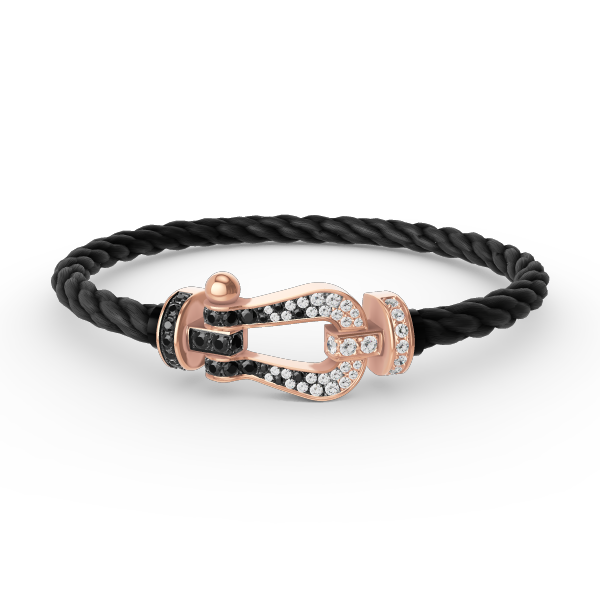 [LORA]FORCE LARGE HORSESHOE BLACK WHITE DIAMOND BRACELET ROSE GOLD