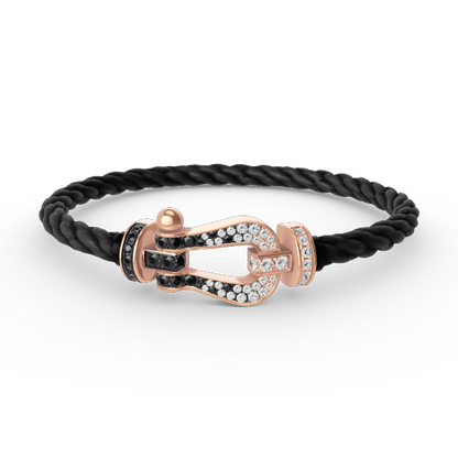 [LORA]FORCE LARGE HORSESHOE BLACK WHITE DIAMOND BRACELET ROSE GOLD