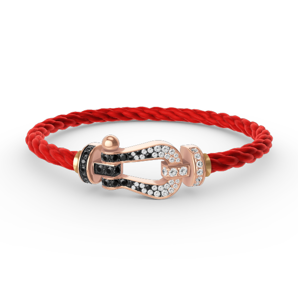 [LORA]FORCE LARGE HORSESHOE BLACK WHITE DIAMOND BRACELET ROSE GOLD