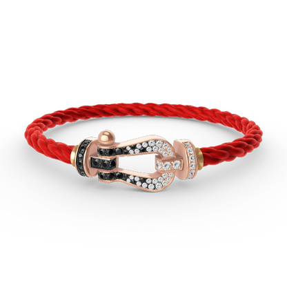 [LORA]FORCE LARGE HORSESHOE BLACK WHITE DIAMOND BRACELET ROSE GOLD