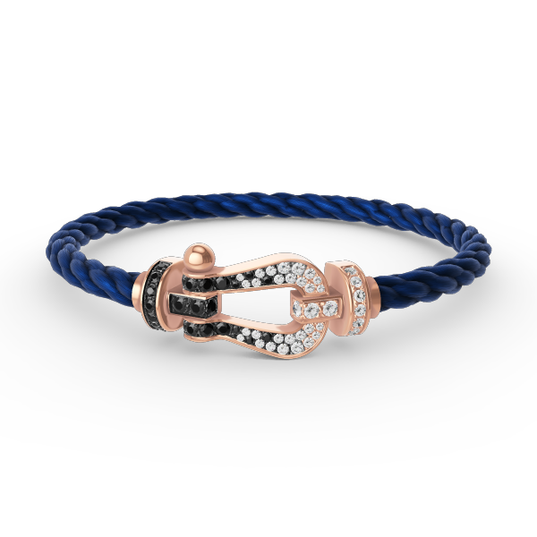 [LORA]FORCE LARGE HORSESHOE BLACK WHITE DIAMOND BRACELET ROSE GOLD