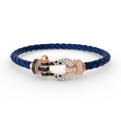 [LORA]FORCE LARGE HORSESHOE BLACK WHITE DIAMOND BRACELET ROSE GOLD