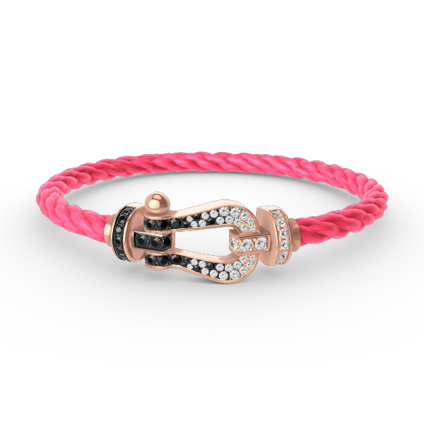 [LORA]FORCE LARGE HORSESHOE BLACK WHITE DIAMOND BRACELET ROSE GOLD