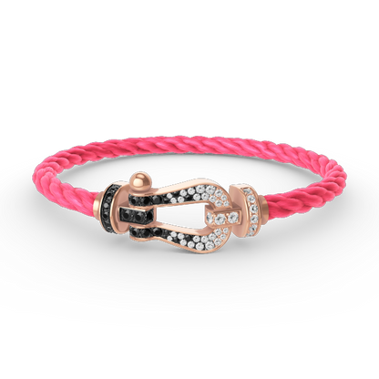 [LORA]FORCE LARGE HORSESHOE BLACK WHITE DIAMOND BRACELET ROSE GOLD